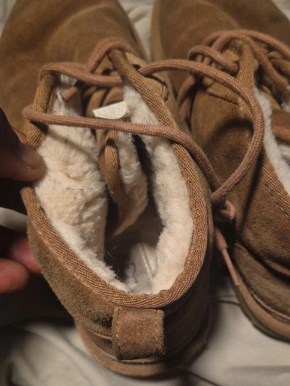 UGG Brown Suede Lace-Up Winter Boots with Shearling Lining